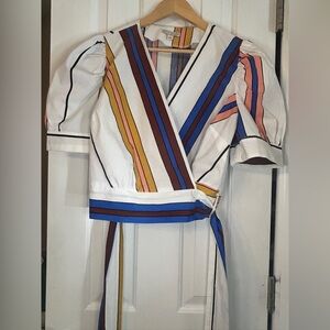 Eva Mendes for New York & Company Striped Wrap Crop Top